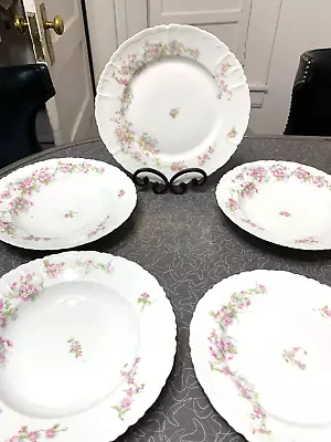 Antique Habsburg Austria 9322 Pink 3 Wide Rim Soup Bowls Dinner Plate Salad RARE • $25