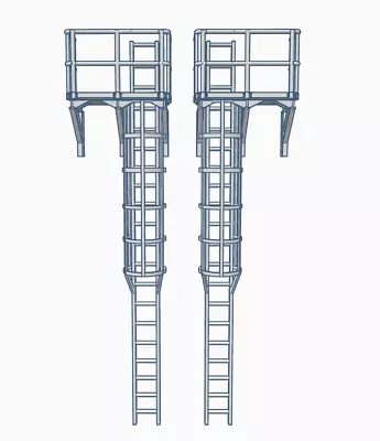 Hooped Access Ladder With Platform 85mm OO 1/76 Model Build - PAIR - UNPAINTED • £9.95