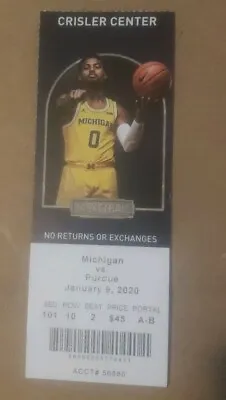 2019 - 2020 Michigan Wolverines Vs Purdue Boilermakers Basketball Ticket Stub • $4.99