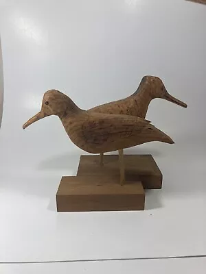 Vintage Estate Primitive Hand Carved Wood Shore Coastal Sandpiper Birds Unsigned • $39