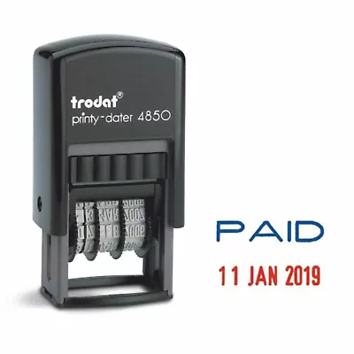 £9.50 • Buy Paid Date Stamp Self Inking Rubber Dater Stamp Trodat 4850 76373 