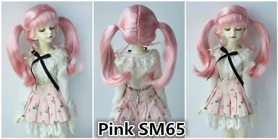 JD505  1/4  Curly Braids BJD Wig MSD Size 7-8inch Doll Hair Pink Color Wigs • $24.39