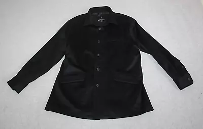 FACONNABLE Men's L Solid Black Soft All Wool Button Up Coat Jacket • $24.99