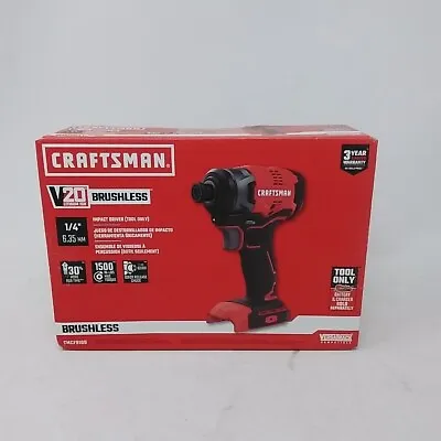 Craftsman V20 20 Volt Cordless Brushless 1/4 In. Impact Driver CMCF810B • $49.99