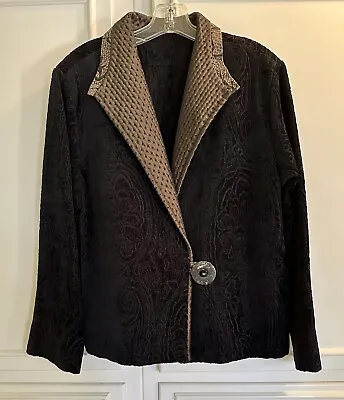 L. O'Neill Design Women's Tapestry Art To Wear Jacket Black/Brown Size M • $29.99