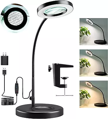 10X Magnifying Glass Light Stand 2-In-1 Flexible Gooseneck Magnifying Desk Lamp • $44.44