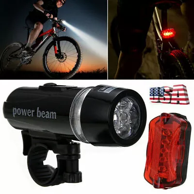 5 LED Lamp Front Rear Tail Light Kit Bright Waterproof Bike Bicycle Mountain MTB • $7.41