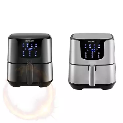 Devanti Air Fryer 7 L LCD Oven Air Fryer Kitchen Healthy Cooker Stainless Steel • $78.49