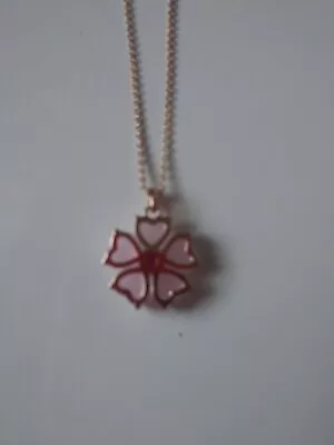 Pink Cherry Blossom Flower Necklace • $2.50