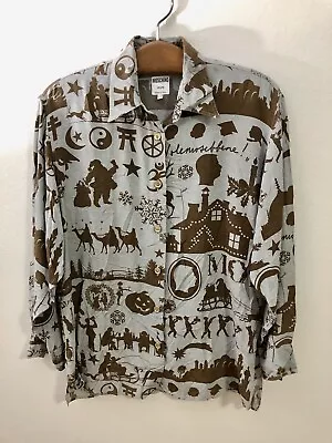 Vintage Moschino Jeans All Over Print Cool Design Iconic Casual Shirt Size S • $79.99