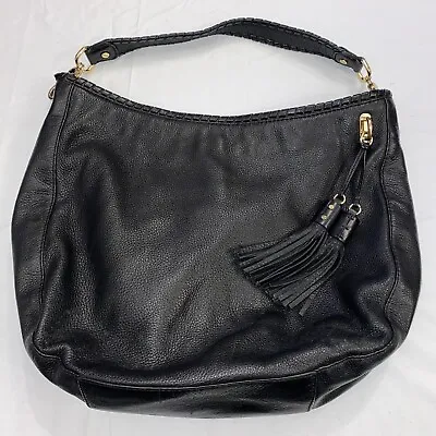 Michael Kors Large Slouchy Shoulder Bag Large - Black Tassel Pebble Leather • $35