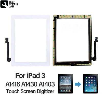 £9.99 • Buy For IPad 3rd Gen Generation White Front Panel Digitizer Touch Screen Replacement