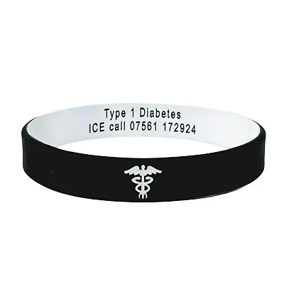 Confidential Medical Alert Wristband Silicone ID Band Personalised Customised • £16.99