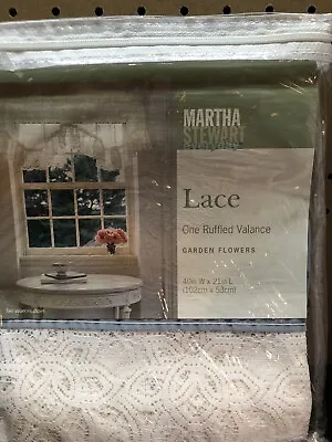 Martha Stewart Everyday Valance Garden Flowers Lace And Soft Blue 40x21 Set Of 2 • $15.25
