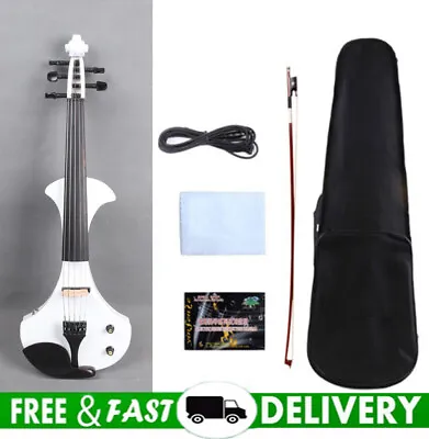 White 5 String Electric Violin Solid Wood Violin Ebony Fittings Passive Pickup • $281.19