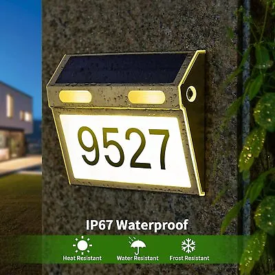 £14.99 • Buy Solar Powered House Number Door Lights Outdoor LED Doorplate Sign Plaque Lamp UK
