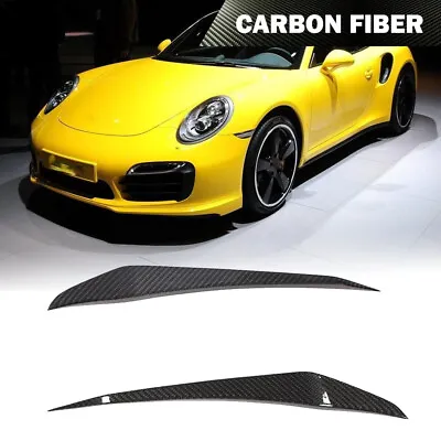 Real Carbon Front Bumper Canards Fins Splitter For Porsche 911 991 Turbo S 14-16 • $402.79