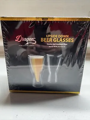 NIB Dragon Upside Down Beer Glasses Set Of 2 Mens Gift • £18.99
