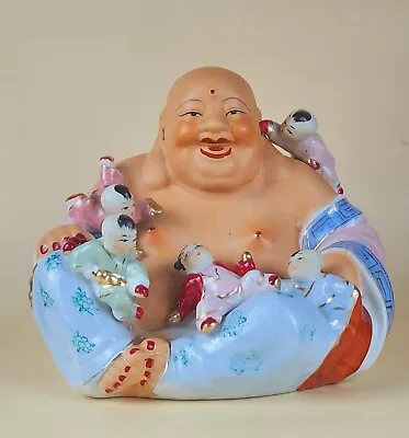 Early 20th Century Vietnamese Hand-Painted Porcelain  Happy Buddha  8  Sculpture • $719.99