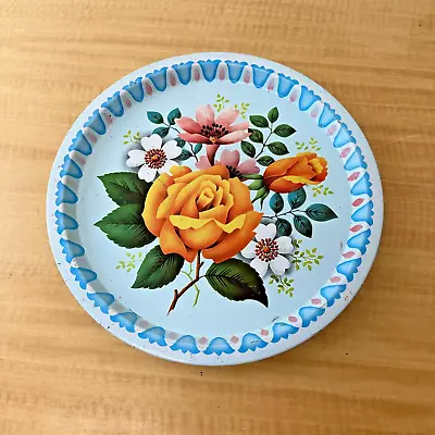 Vintage Round Floral Metal Tray Made In England By Metal Tray Mfg. Elite Trays • $20