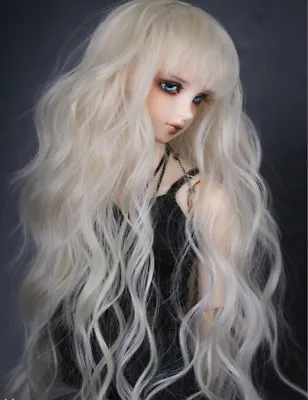 8-9  1/3 BJD Long Curly Light Blonde Wig LUTS Doll SD DZ DOD MSD Blyethe Hair • $23.22