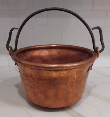 Vintage Copper Bucket 10  Dia. W/ Handle  Decorative  Pail READ • $49