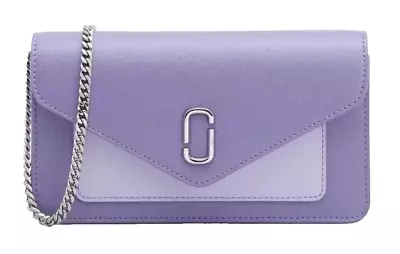 Marc Jacobs The Longshot Lther Wallet/Crossbody On A Chain ~Lavender Multi/Shiny • $299