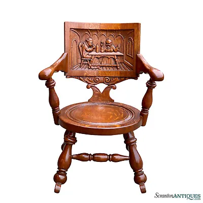 Antique Traditional Quartersawn Oak Figural Rocking Chair By George Arndt • $900