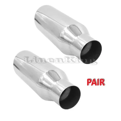 2.5  Inlet 4  Outlet 12  Long Stainless Steel Rolled Edge Exhaust Tip 2 Pack • $59.99