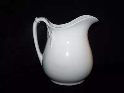 Vintage White Ironstone Cable & Ring Chunky Farmhouse  Milk Pitcher  • $19.95