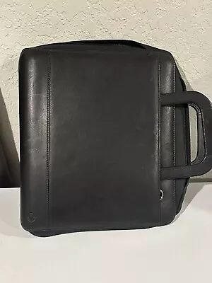 Franklin Covey Black Leather Briefcase Monarch Planner Binder W/ Handles • $65