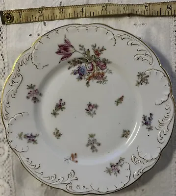 R C Versailles Bavaria Antique 8” Plate Gold Trim With Lovely Flowers • $11.25