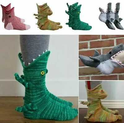 Funny Socks Knit Animal Crocodile Socks Whimsical Floor Sock Winter Warm Socks • $12.99