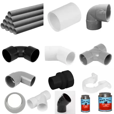 PVC Solvent Weld Waste Pipe Fittings 32MM 40MM 50MM (36mm / 43mm/ 56mm) • £4.11