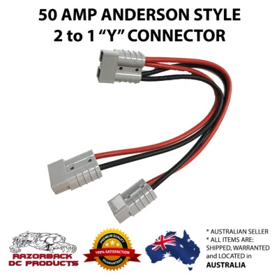 $15.90 • Buy 50 Amp Anderson Style Connector Double Y Extension Adaptor 8AWG Automotive Cable