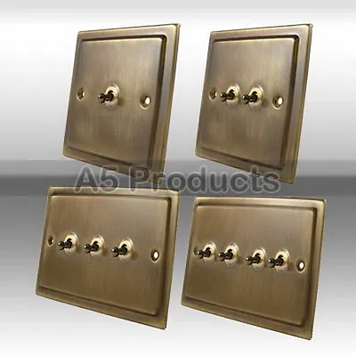 10A Toggle Dolly Light Switch 1 2 3 & 4 Gang Victorian Period Antique Brass  • £25.99