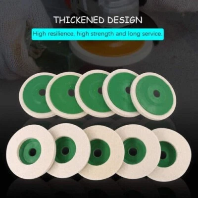 £2.09 • Buy 100mm 4 Inch 10PCs  Wool Buffing Angle Grinder Wheel Felt Polishing Disc Pad Kit