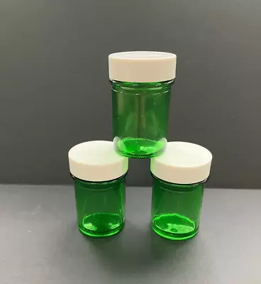 Lot Of 4 Vintage Green Glass Medicine Pill Jars • $14.95