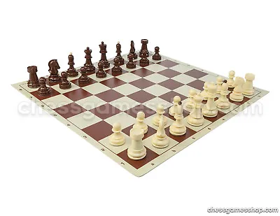 Dubrovnik Zagreb Chess Set - Chess Board Brown 20  + Chess Pieces 35  Standard • $39.90