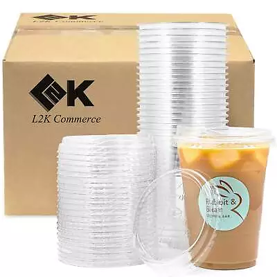 16 Oz Clear Disposable Plastic Coffee Cups With Strawless Sip Lids [50-1000 Set] • $23.99