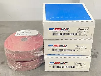 125 New NORTON REDHEAT (5  X 7/8 ) 80 Grit Abrasive Sanding Fibre Discs #08422 • $219.99