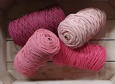 5mm Braided Cotton Cord Rope Macrame. Purple Fuchsia Pink Light Pink • £1.65