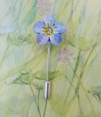 Small FORGET-ME-NOT PIN Floral Friendship Brooch Masonic Lapel Pin HAND PAINTED • $8.27
