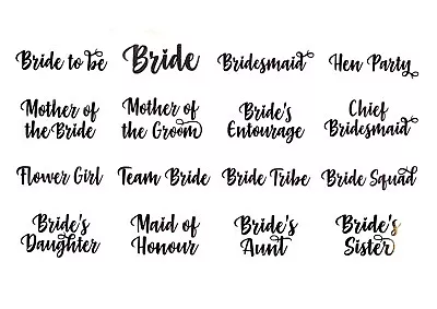 £2.69 • Buy BLACK GLITTER Iron On Wedding Transfer Vinyl Heat Bride Bridesmaid Hen Party HTV