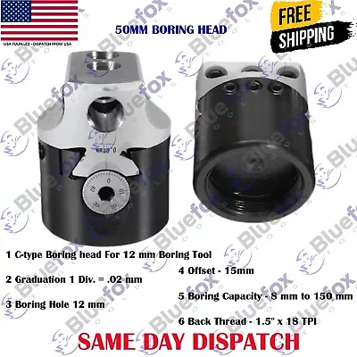 50mm Precision Adjustable Boring Head 2  Boring Head Milling For Bridgeport • $57.60