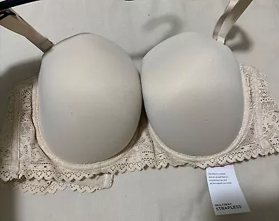 Ex M&S SUMPTUOUSLY SOFT UNDERWIRED STRAPLESS MULTI-WAY BRA IN NUDE Size 42DD • £14.99