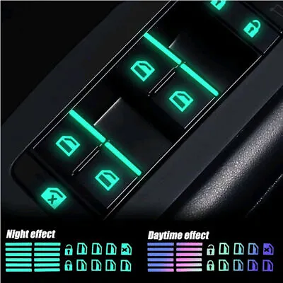 1Pc Car Window Glow Switch Button Sticker Door Night Luminous Decal Decorative • $3.12
