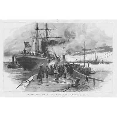 CHARLES W WYLLIE An Emigrant Ship Leaving - Antique Print 1891 • £17.99