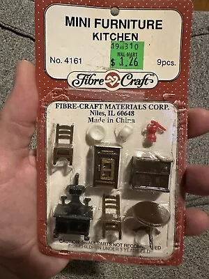 Vintage Dollhouse Miniature Kitchen Furniture Fibre Craft No 4161 9 Pieces • $8.46