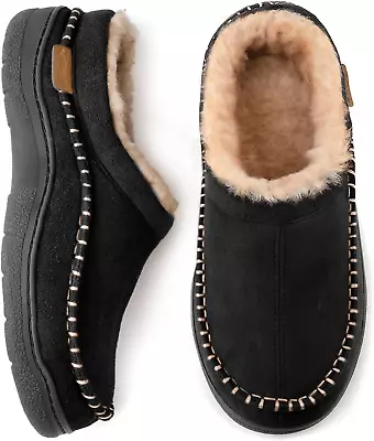 Men's Indoor/Outdoor Moccasin Slippers With Warm Fuzzy Lining And Wide Loafer • $42.11